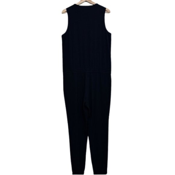 Judith & Charles Womens Medium Sleeveless Drawstring Button Jumpsuit In Black - Picture 3 of 14